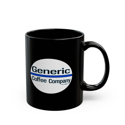 Generic Coffee Company Logo Ceramic Black Mug, 11oz Coffee Mug, Two-Sided Double Logo
