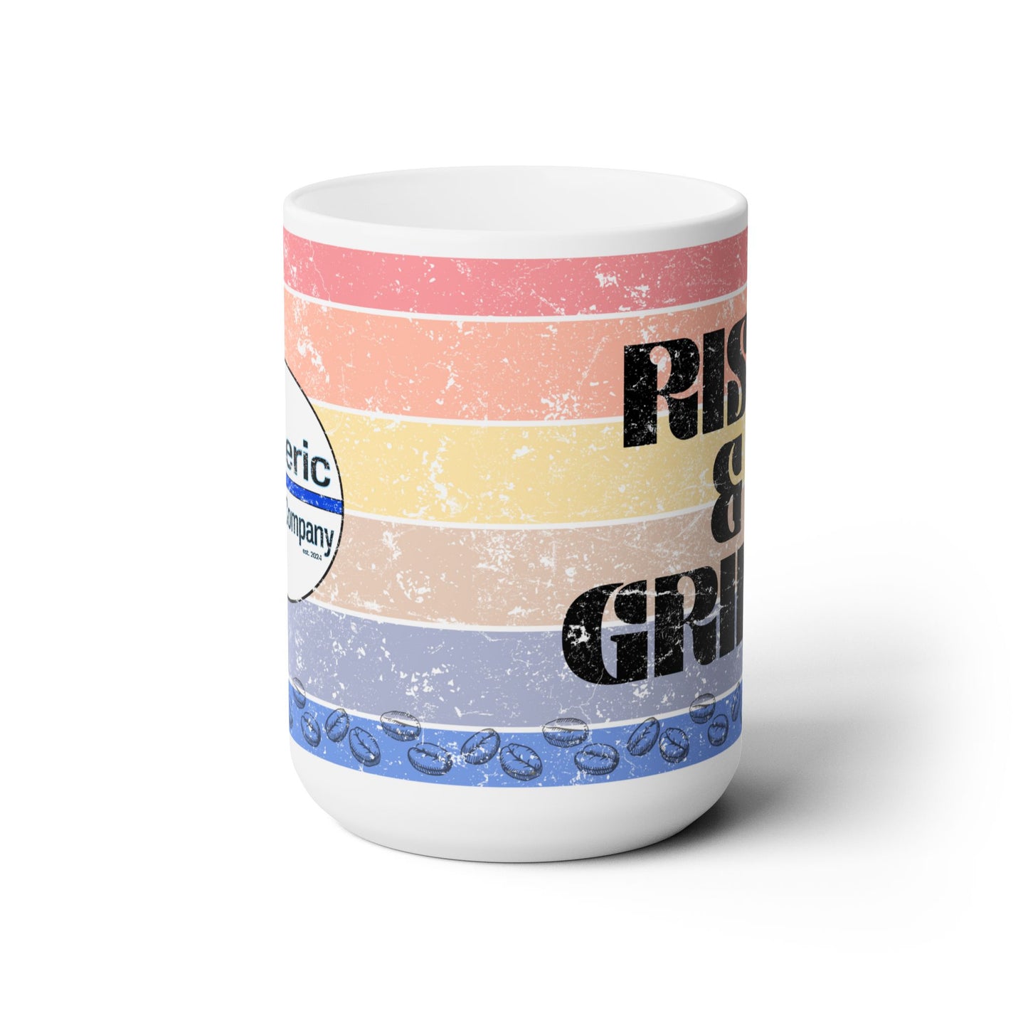 Rise & Grind Vintage Retro Pastel Ceramic Mug 15oz