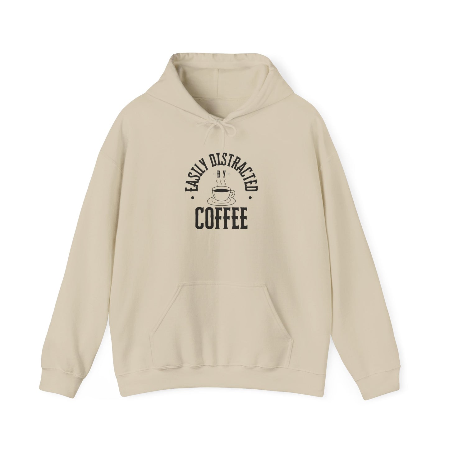 Easily Distracted by Coffee, Graphic Generic Coffee Company Hooded Sweatshirt, Multiple Colors