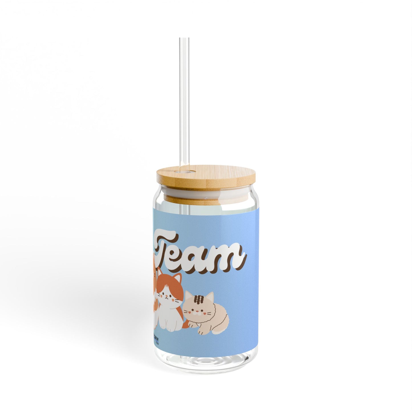 Super Team Cats Sipper Glass with Lid & Straw, 16oz