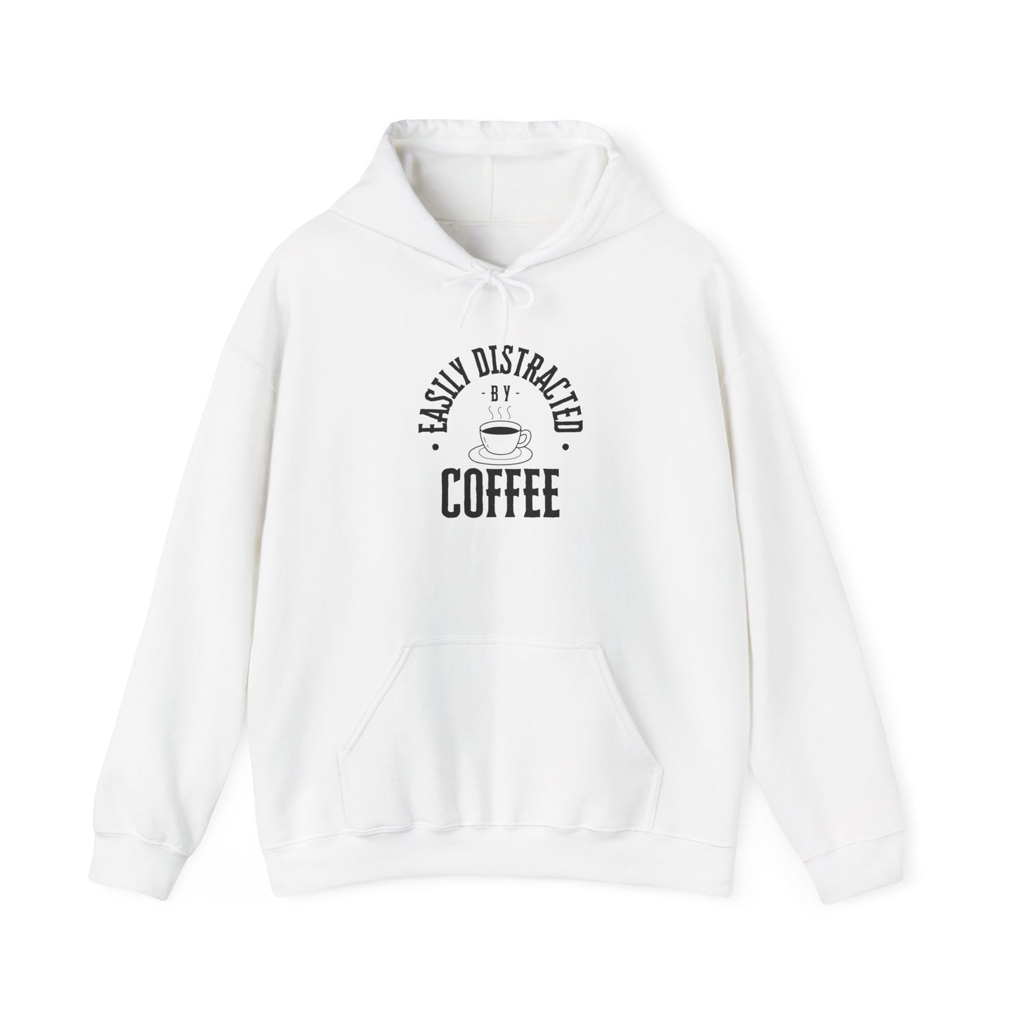 Easily Distracted by Coffee, Graphic Generic Coffee Company Hooded Sweatshirt, Multiple Colors
