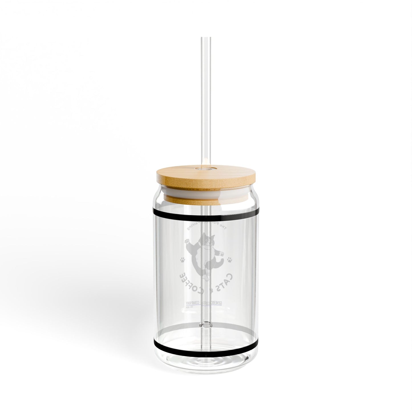 Purrfect Pairing for Cold Drinks - Cats & Coffee Sipper Glass with Lid/Straw, 16oz