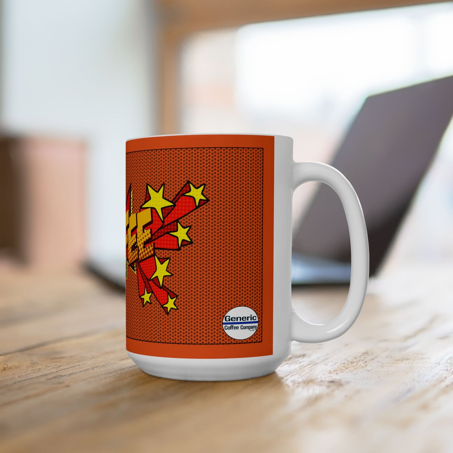 Orange Pop Art Comic Book Style Coffee Ceramic Mug 15oz