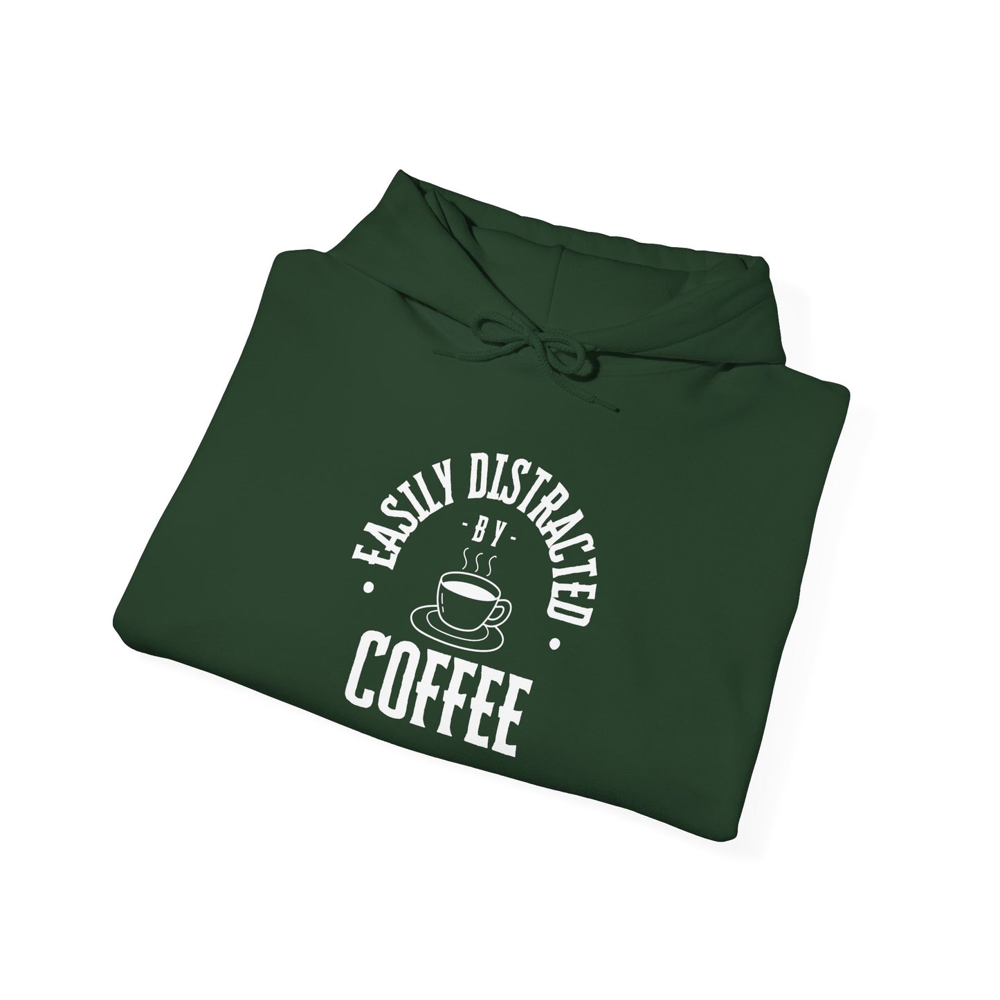 Easily Distracted by Coffee, Graphic Generic Coffee Company Hooded Sweatshirt, Multiple Colors
