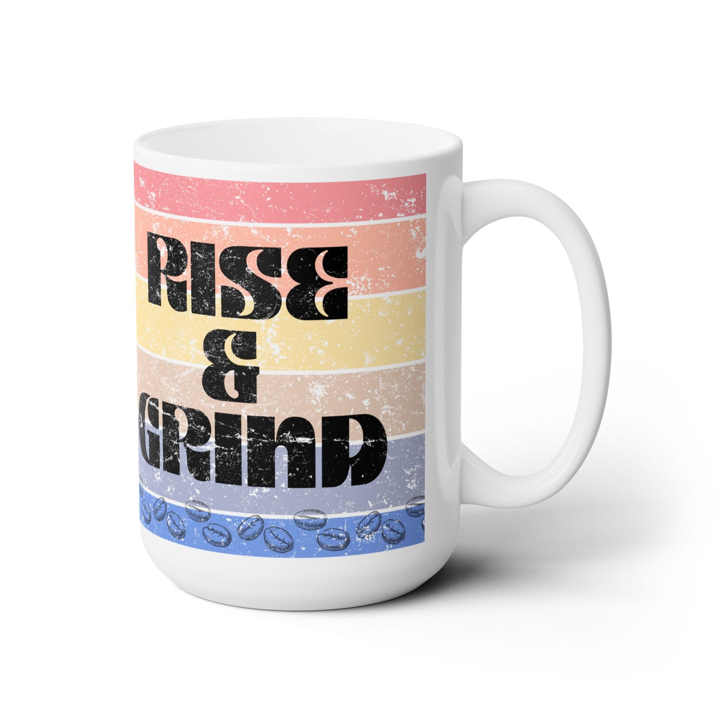 Rise & Grind Vintage Retro Pastel Ceramic Mug 15oz