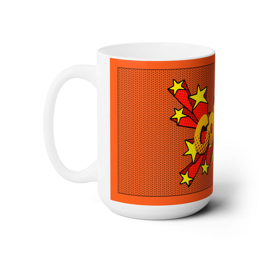 Orange Pop Art Comic Book Style Coffee Ceramic Mug 15oz
