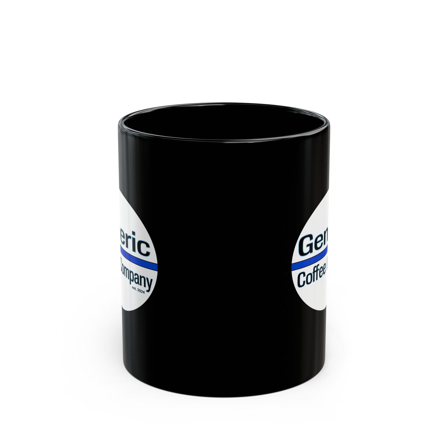 Generic Coffee Company Logo Ceramic Black Mug, 11oz Coffee Mug, Two-Sided Double Logo