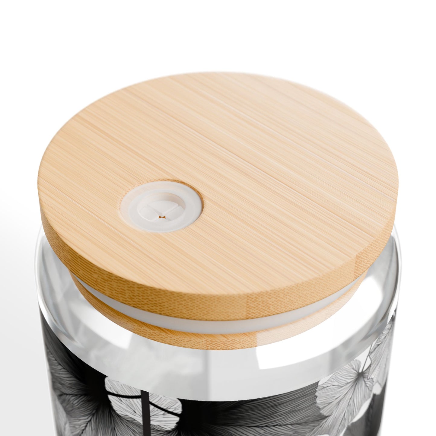 Lux Leaves, Black & White Design for Cold Drinks - Coffee, Matcha, Tea Autumn Fall Sipper Glass with Lid/Straw, 16oz