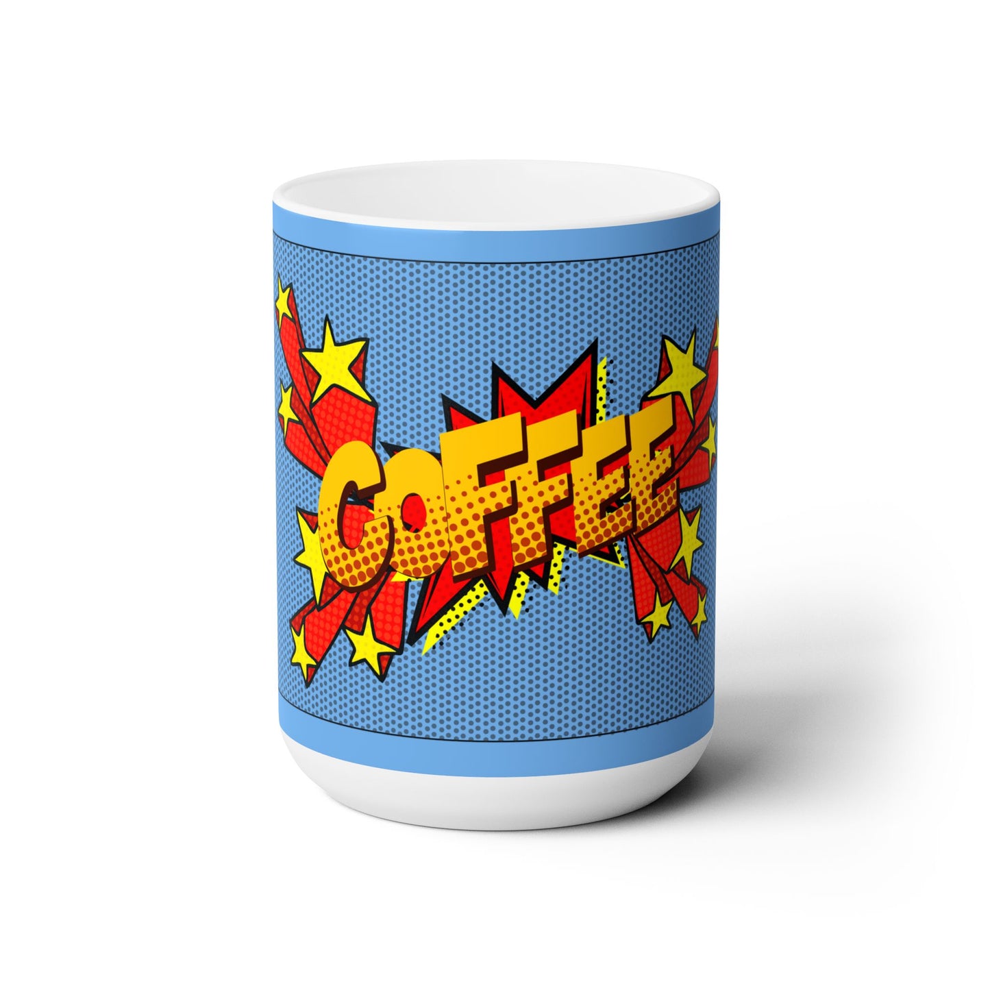 Blue Pop Art Comic Book Style Coffee Ceramic Mug 15oz