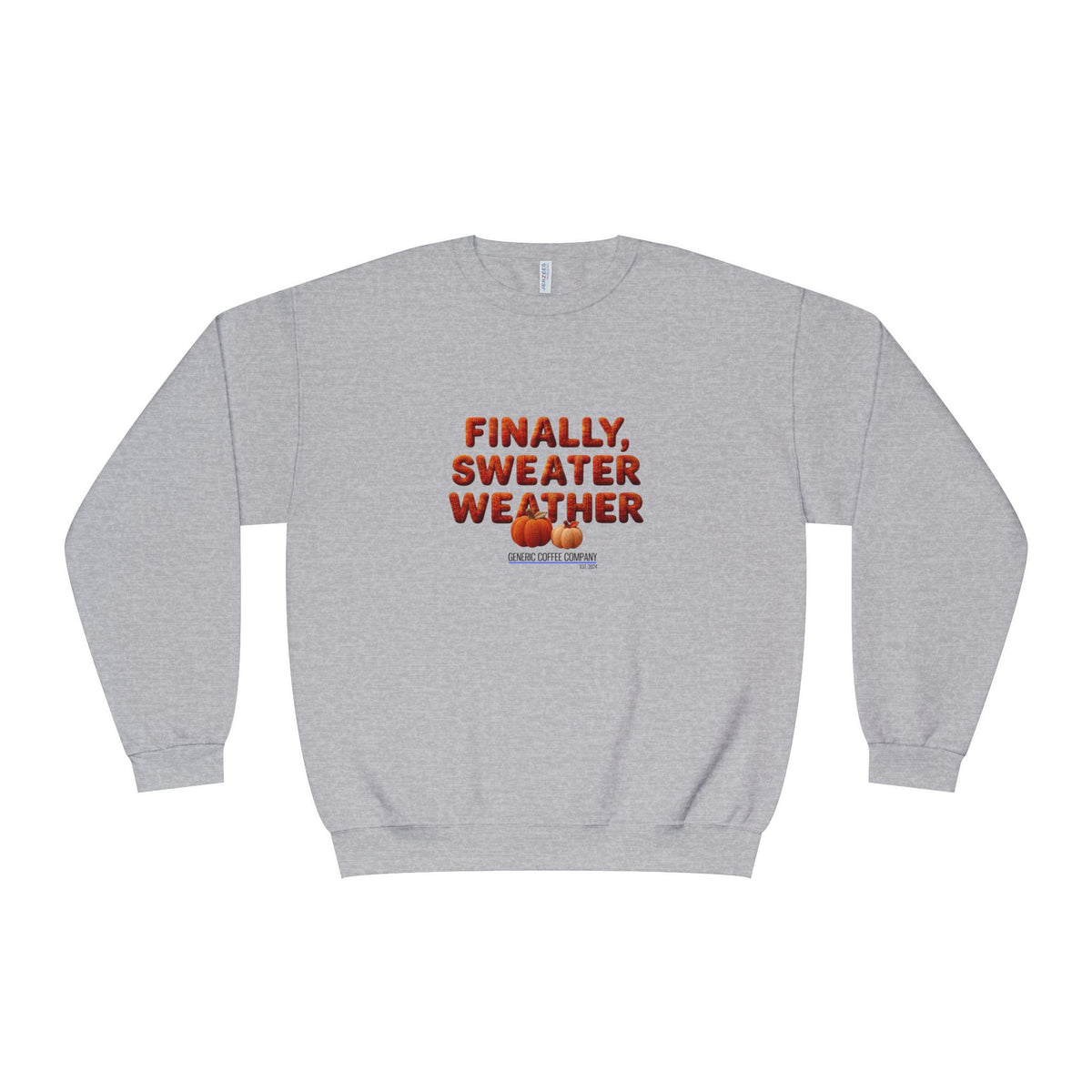 Crewneck Sweatshirt — "Finally, Sweater Weather" With Pumpkins Cozy Fall Pullover