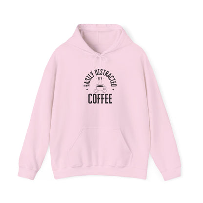 Easily Distracted by Coffee, Graphic Generic Coffee Company Hooded Sweatshirt, Multiple Colors