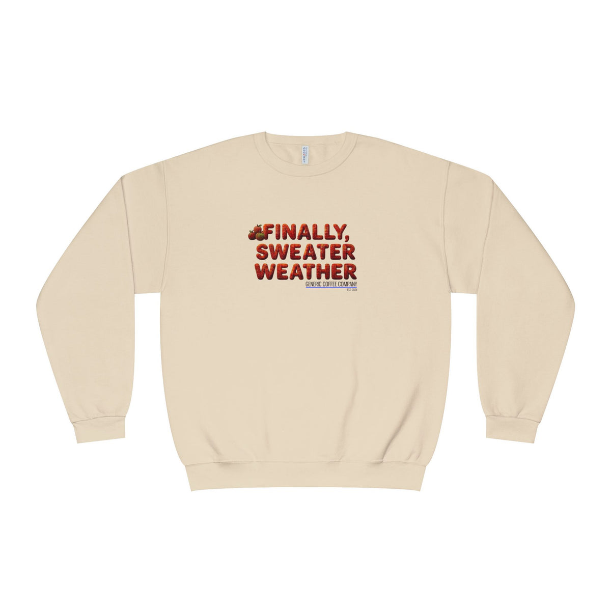 Crewneck Sweatshirt — "Finally, Sweater Weather" With Apples Cozy Fall Pullover (Orange Text)