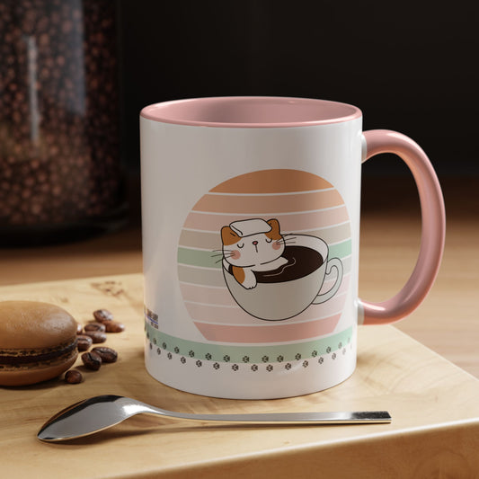 Shhh, Coffee Hasn't Kicked in Yet! Kitty, Generic Coffee Company, Ceramic Mug, 11oz Coffee Mugs, White Mug with Colored Interior