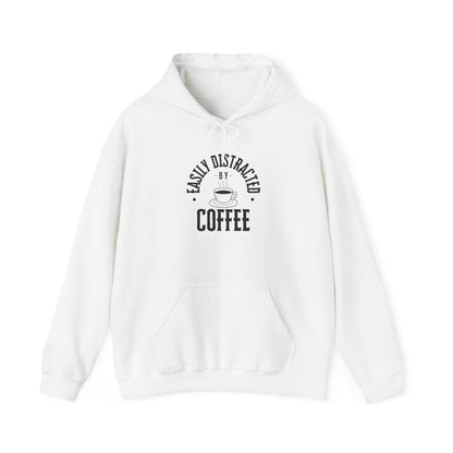Easily Distracted by Coffee, Graphic Generic Coffee Company Hooded Sweatshirt, Multiple Colors