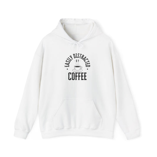 Easily Distracted by Coffee, Graphic Generic Coffee Company Hooded Sweatshirt, Multiple Colors