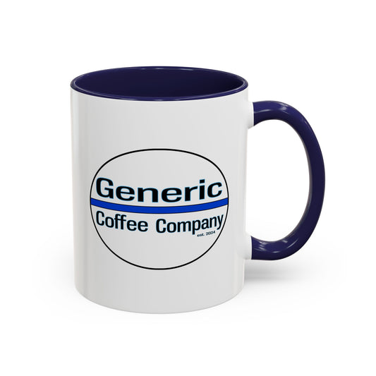 Generic Coffee Company Ceramic Mug, 11oz Coffee Mugs, White Mug with Colored Interior