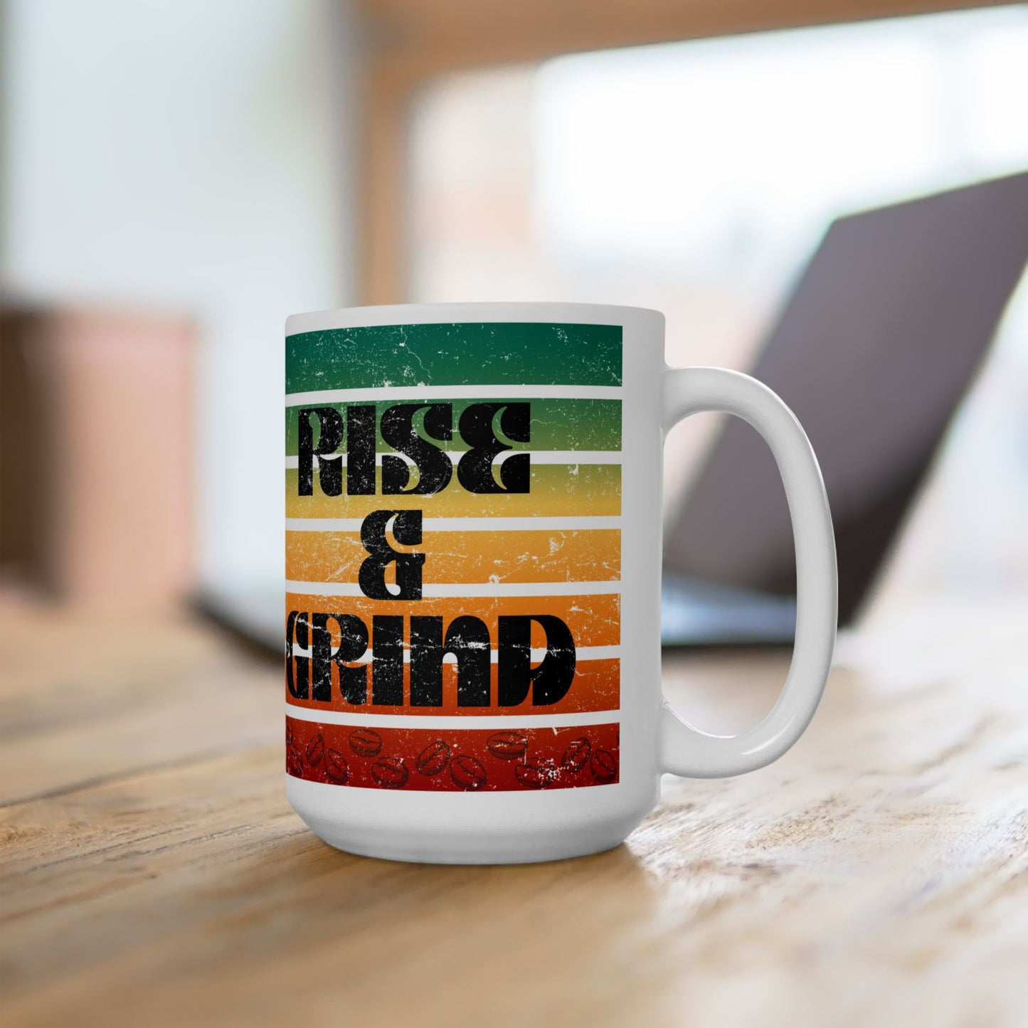 Rise & Grind Vintage Retro Ceramic Mug 15oz