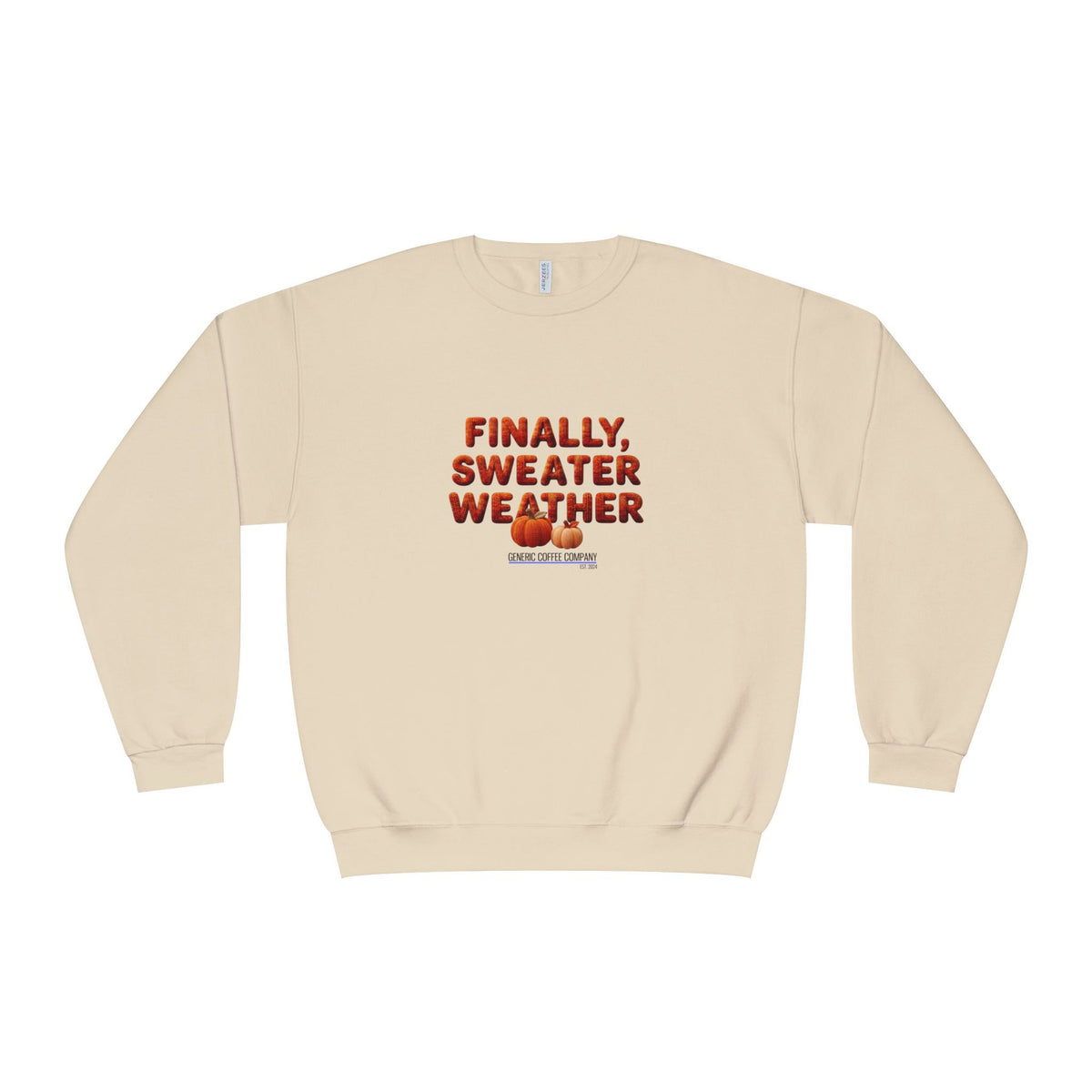 Crewneck Sweatshirt — "Finally, Sweater Weather" With Pumpkins Cozy Fall Pullover