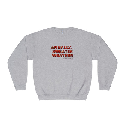 Crewneck Sweatshirt — "Finally, Sweater Weather" With Apples Cozy Fall Pullover (Orange Text)