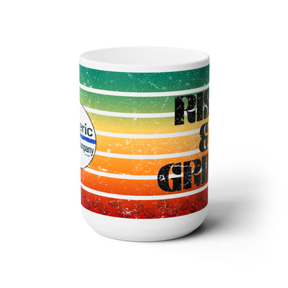 Rise & Grind Vintage Retro Ceramic Mug 15oz