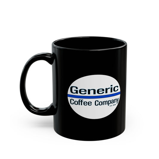 Generic Coffee Company Logo Ceramic Black Mug, 11oz Coffee Mug,  Two-Sided Double Logo