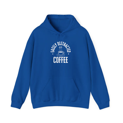 Easily Distracted by Coffee, Graphic Generic Coffee Company Hooded Sweatshirt, Multiple Colors
