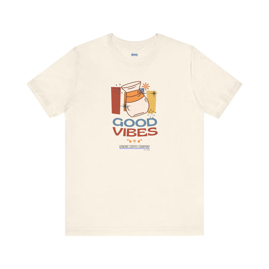 Good Vibes Coffee Pour Over Retro Tee Shirt, Unisex Jersey Cotton Short Shirt, Multiple Colors