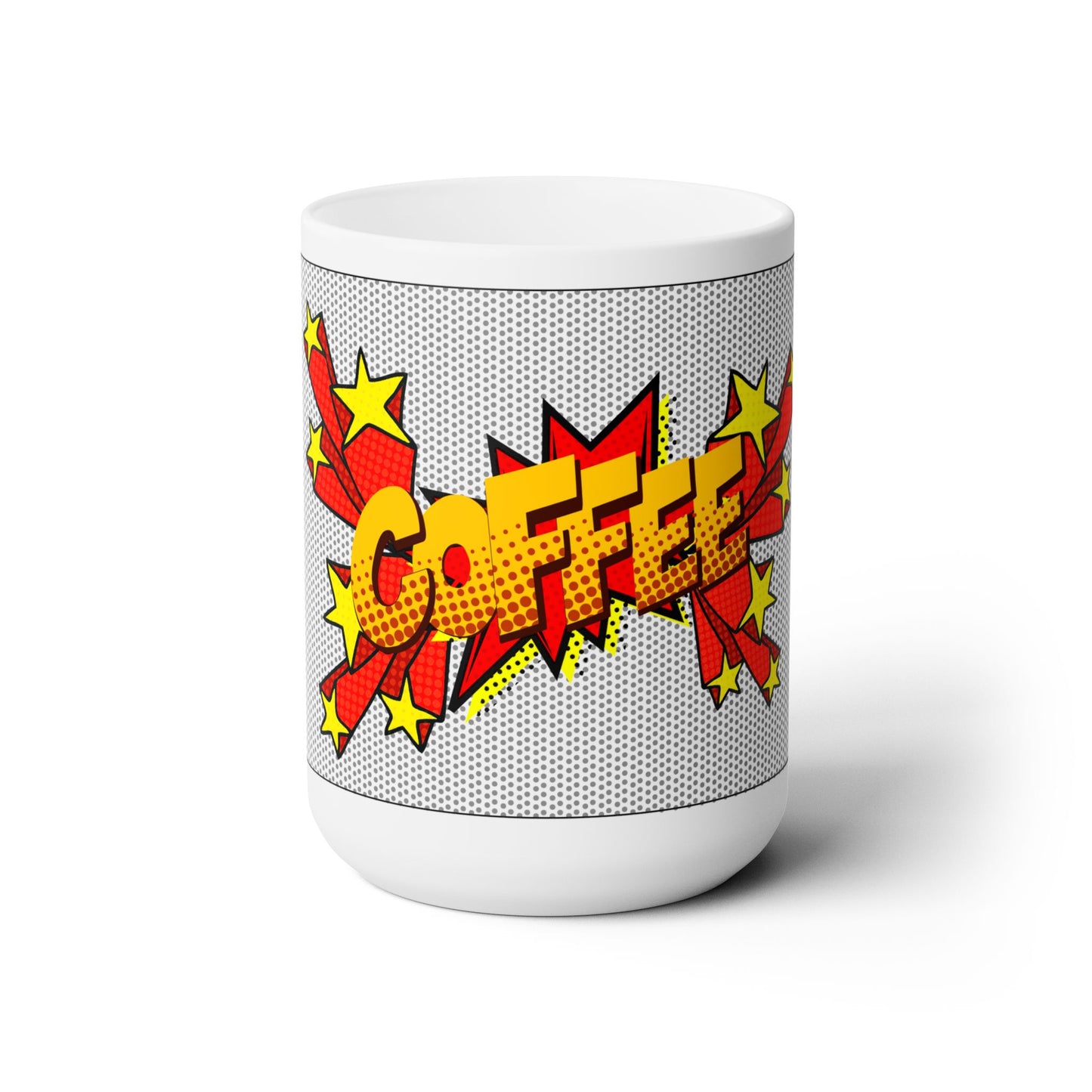 White Pop Art Comic Book Style Coffee Ceramic Mug 15oz