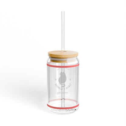 Purrfect Pairing for Cold Drinks - Black Void Cats & Coffee Sipper Glass with Lid/Straw, 16oz