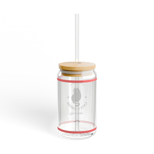 Purrfect Pairing for Cold Drinks - Black Void Cats & Coffee Sipper Glass with Lid/Straw, 16oz