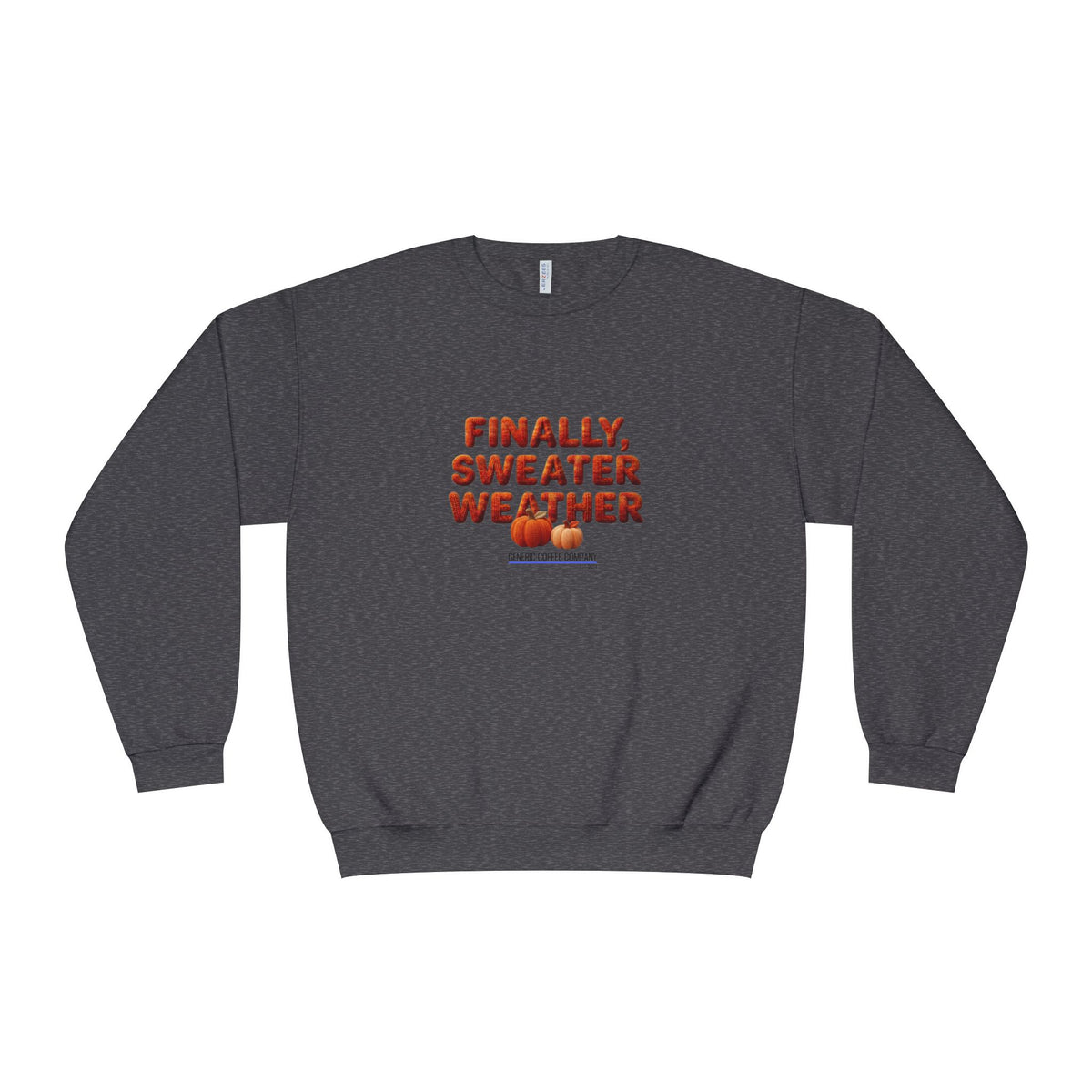 Crewneck Sweatshirt — "Finally, Sweater Weather" With Pumpkins Cozy Fall Pullover