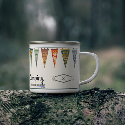 Get Lost | Go Camping, Retro Summer Camp Style Vintage Enamel Camping Mug, 12 oz