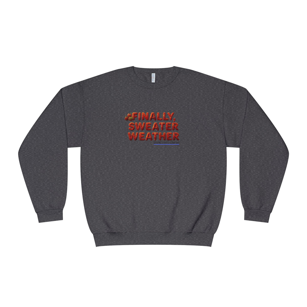 Crewneck Sweatshirt — "Finally, Sweater Weather" With Apples Cozy Fall Pullover (Orange Text)