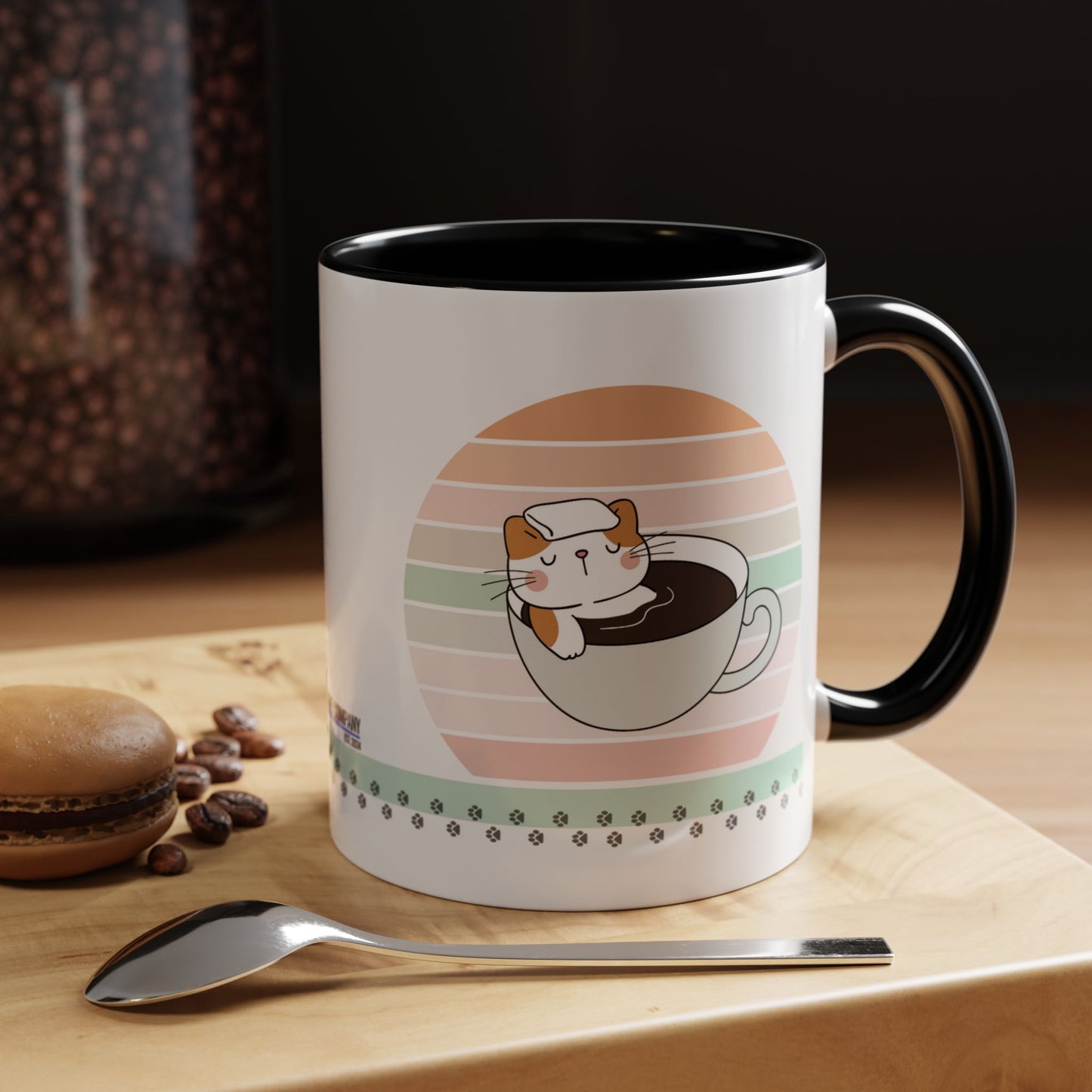 Shhh, Coffee Hasn't Kicked in Yet! Kitty, Generic Coffee Company, Ceramic Mug, 11oz Coffee Mugs, White Mug with Colored Interior