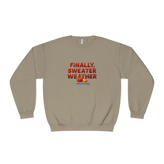 Crewneck Sweatshirt — "Finally, Sweater Weather" With Pumpkins Cozy Fall Pullover