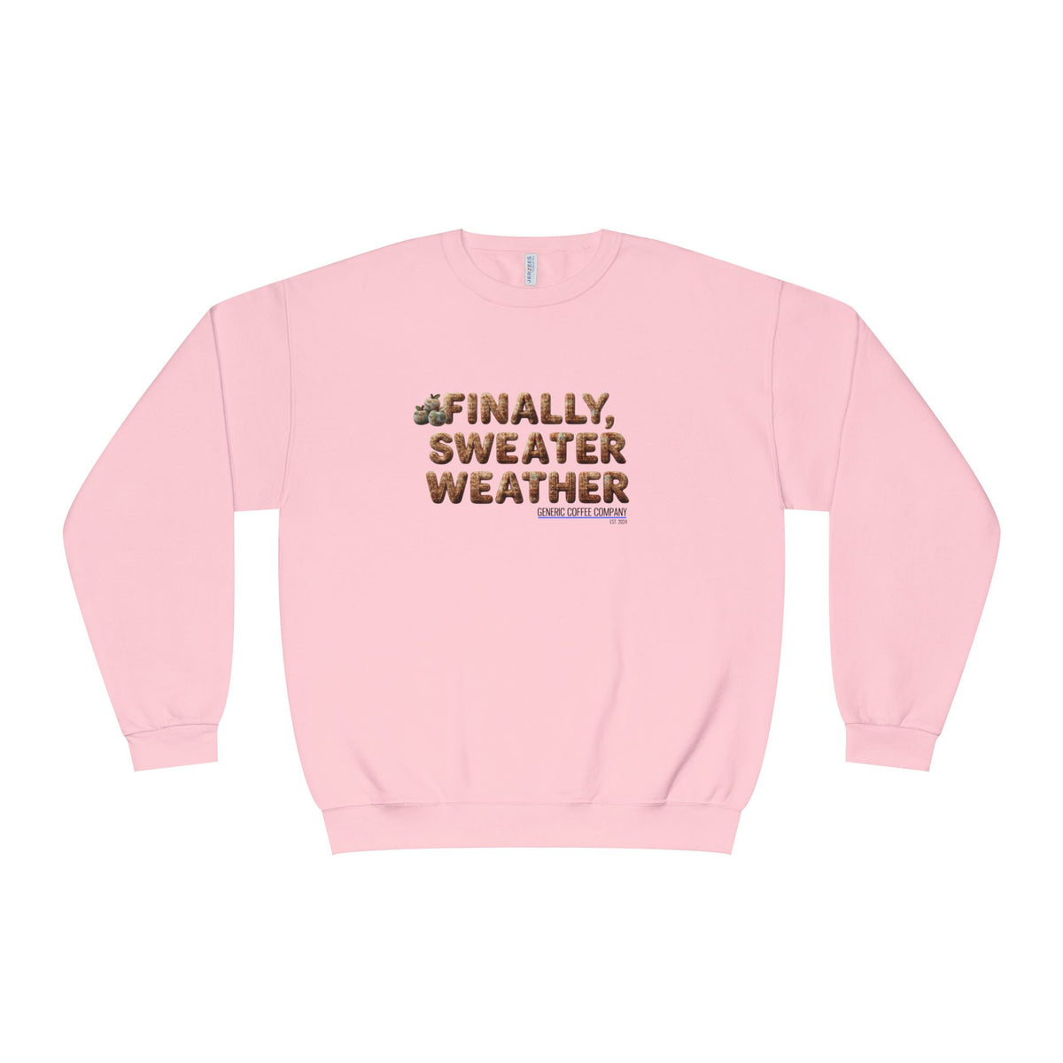 Crewneck Sweatshirt — "Finally, Sweater Weather" With Apples Cozy Fall Pullover (Tan Text)
