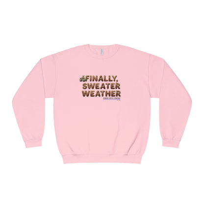 Crewneck Sweatshirt — "Finally, Sweater Weather" With Apples Cozy Fall Pullover (Tan Text)