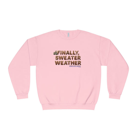 Crewneck Sweatshirt — "Finally, Sweater Weather" With Apples Cozy Fall Pullover (Tan Text)