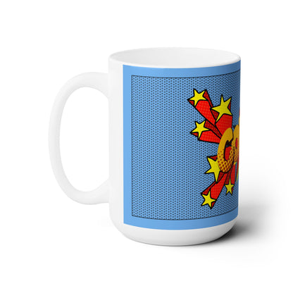 Blue Pop Art Comic Book Style Coffee Ceramic Mug 15oz